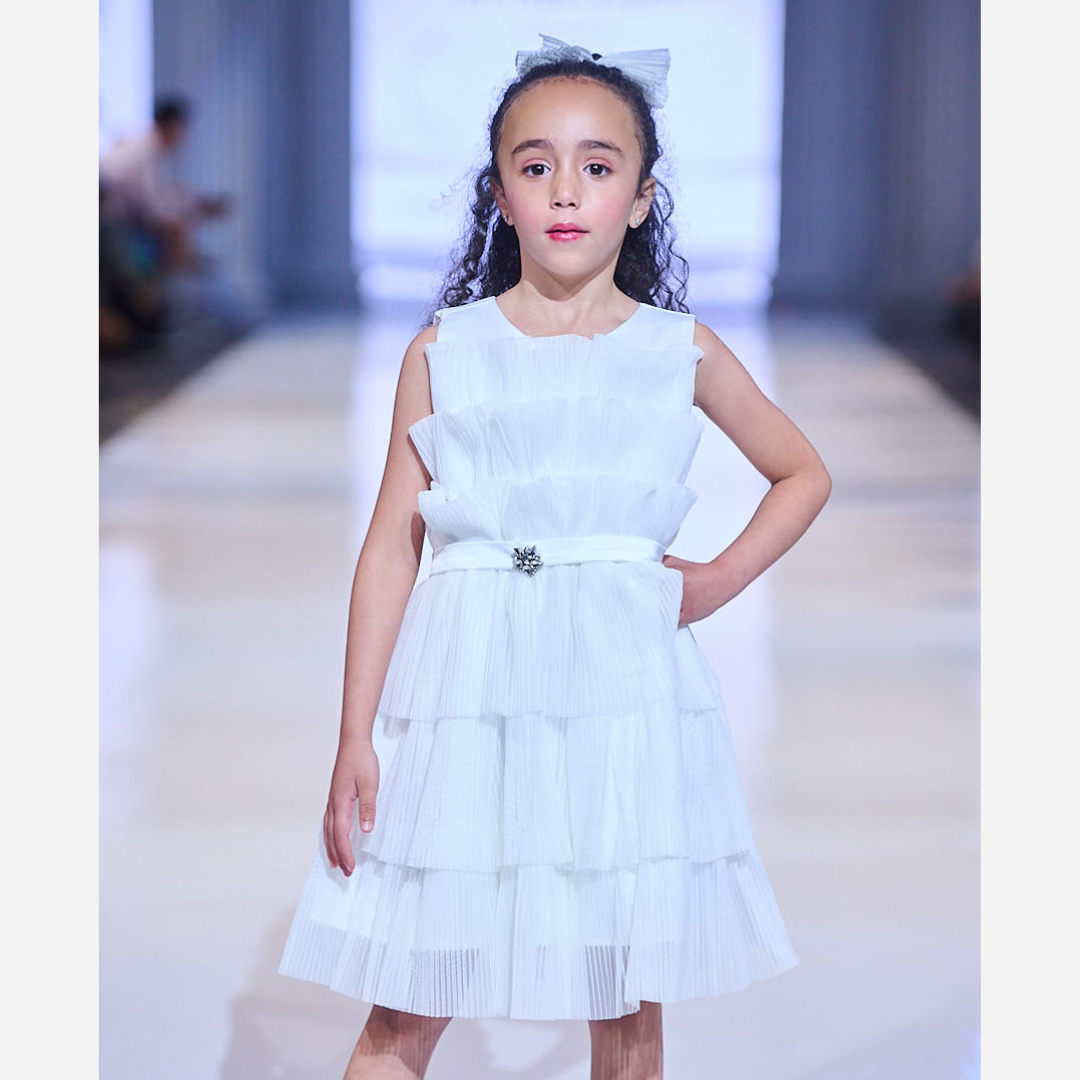 Tiered Ruffle Party Dress-White