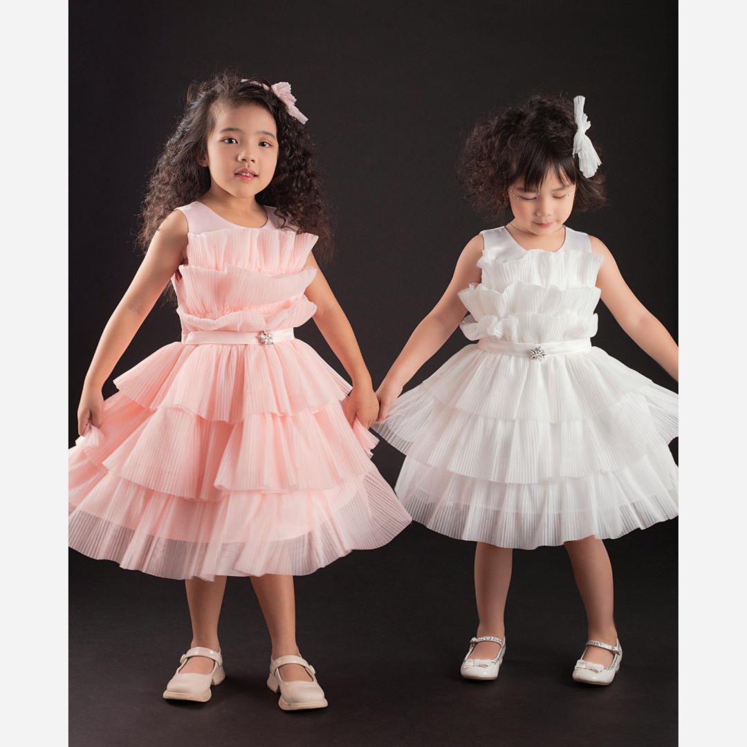Tiered Ruffle Party Dress -Pink