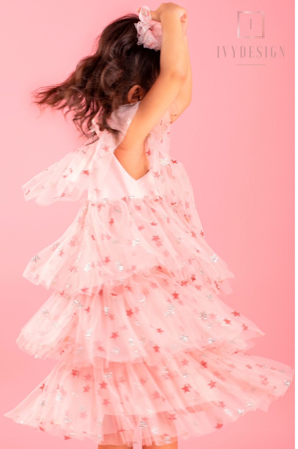 Pink Stars Ruffles Dress