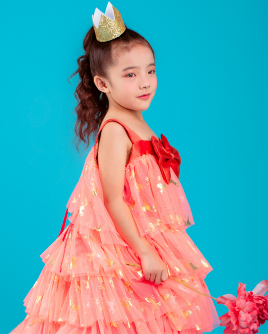 Coral Unicorn Ruffles Dress