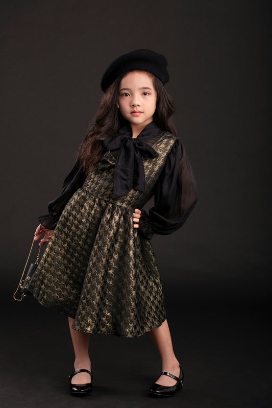 Black and Gold Dress with Bow