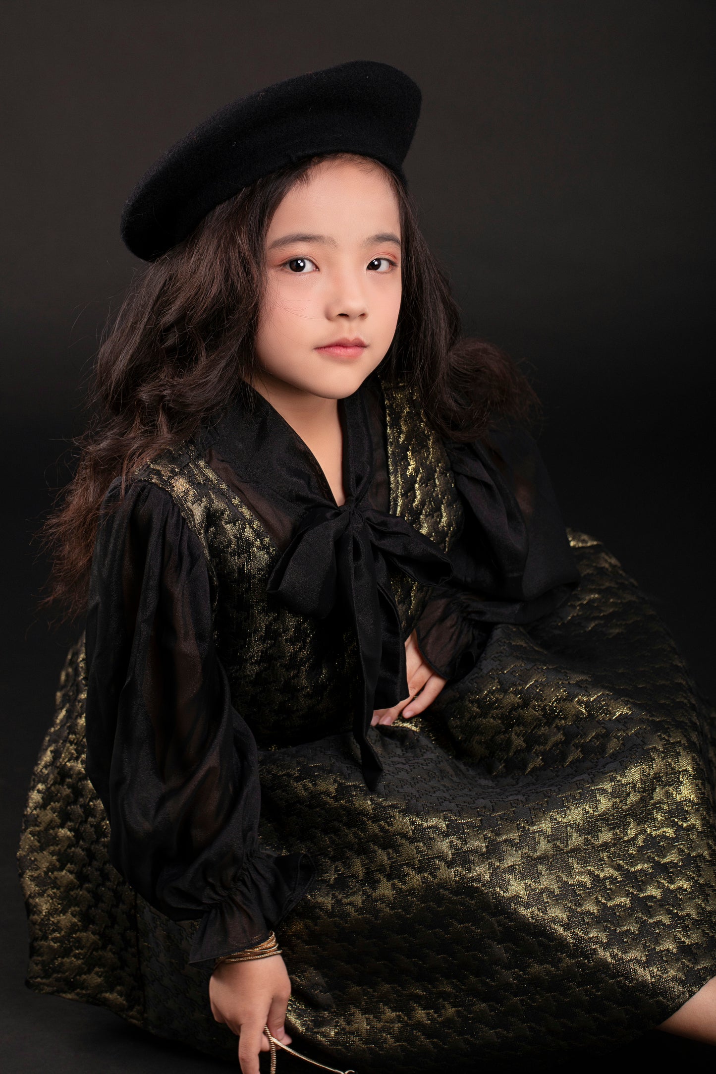 Black and Gold Dress with Bow