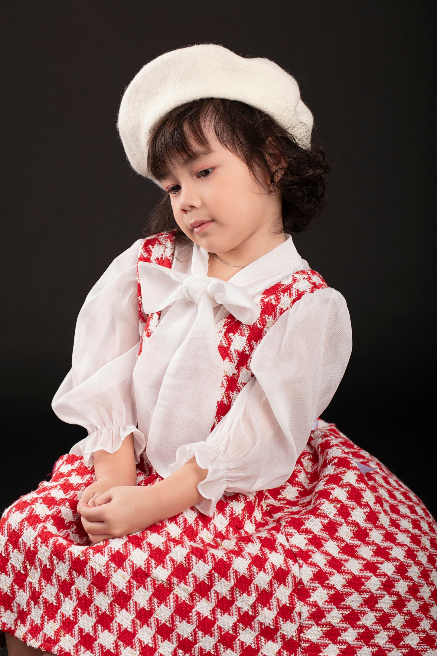 Red and White Houndstooth Dress