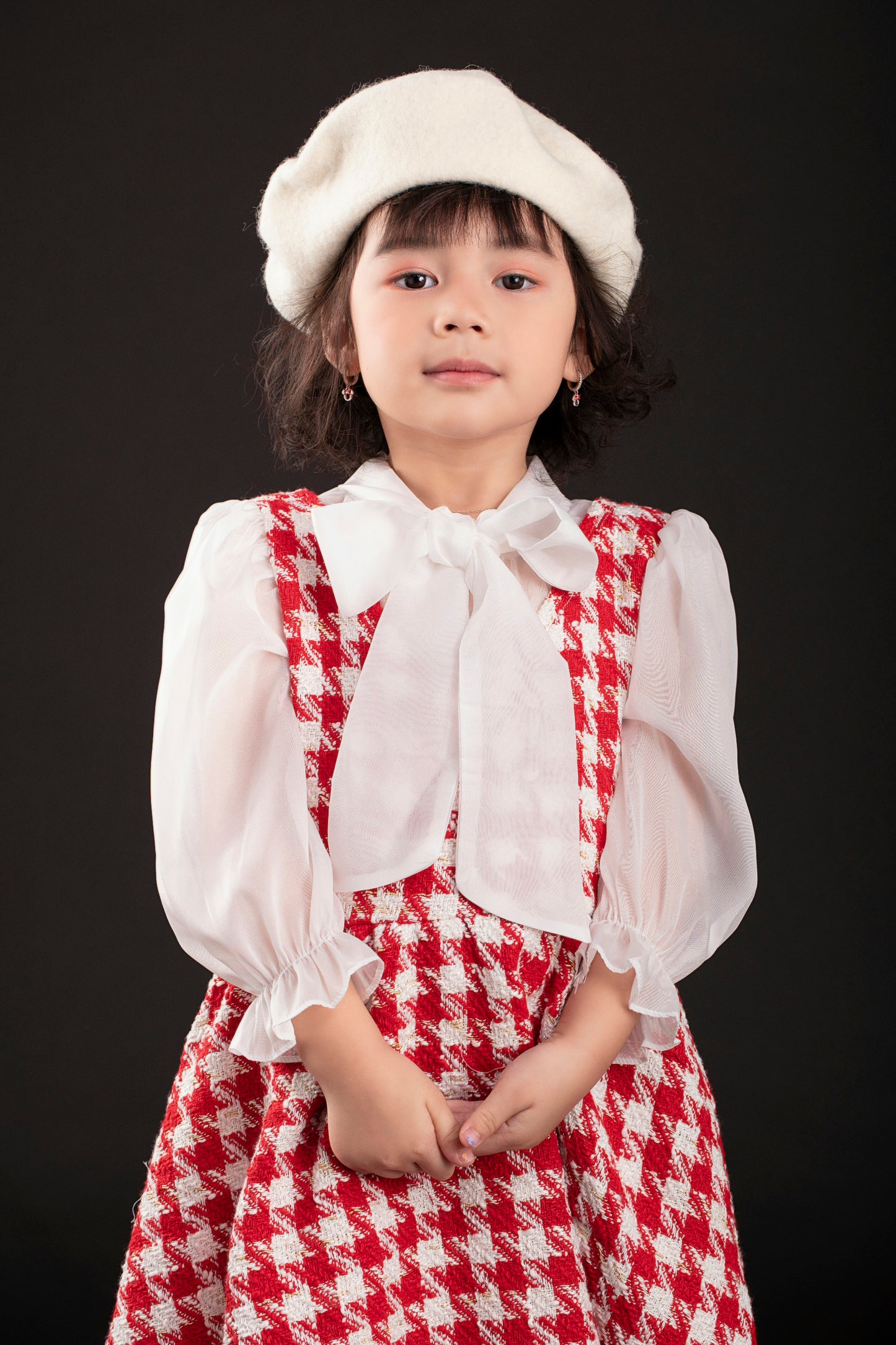 Red and White Houndstooth Dress