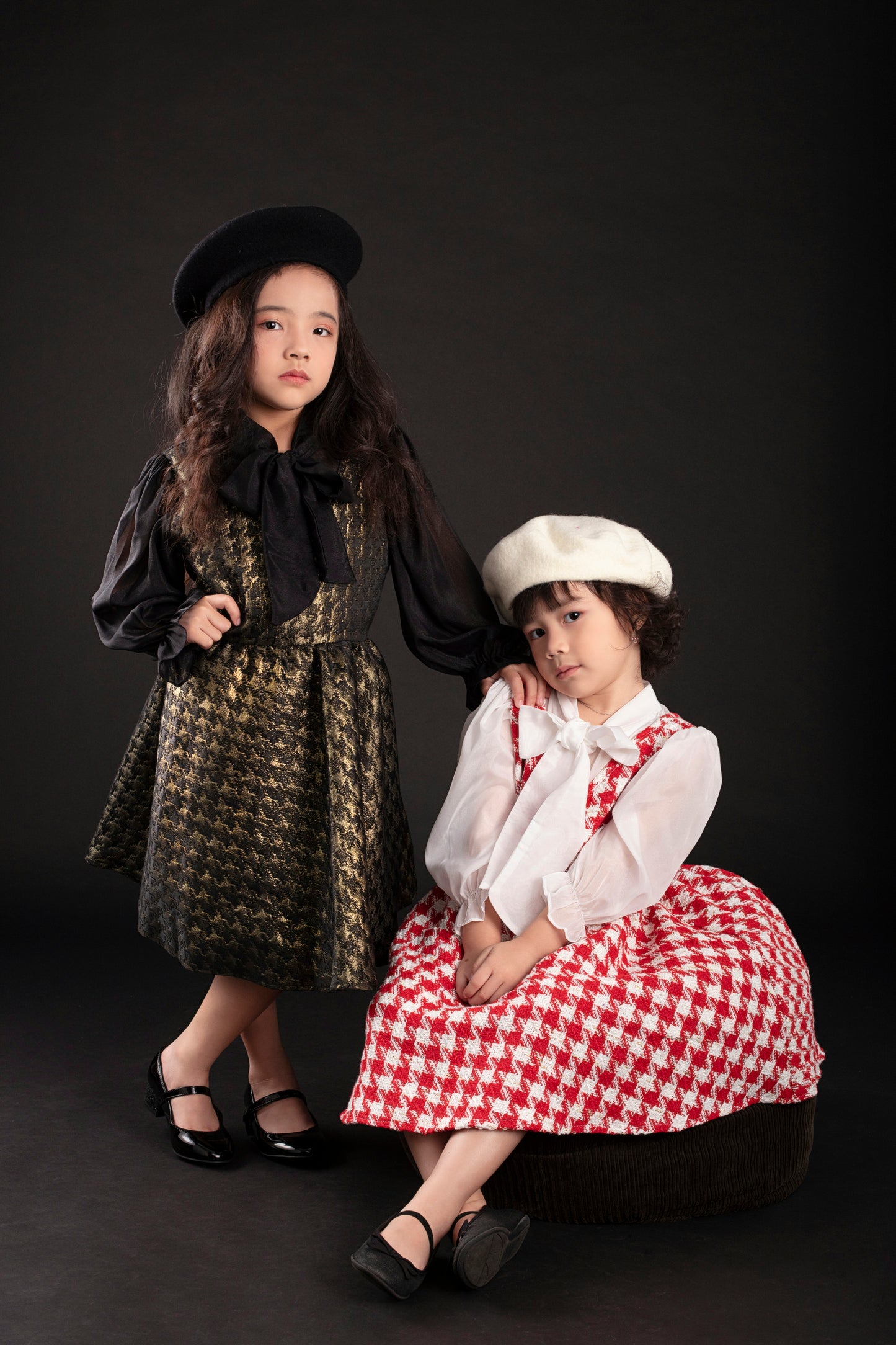 Red and White Houndstooth Dress
