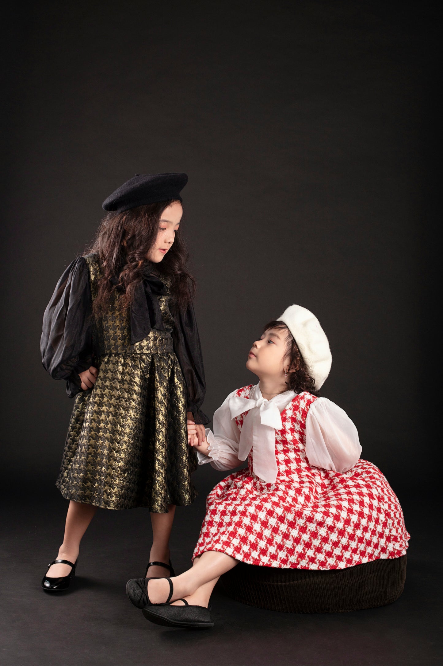 Red and White Houndstooth Dress