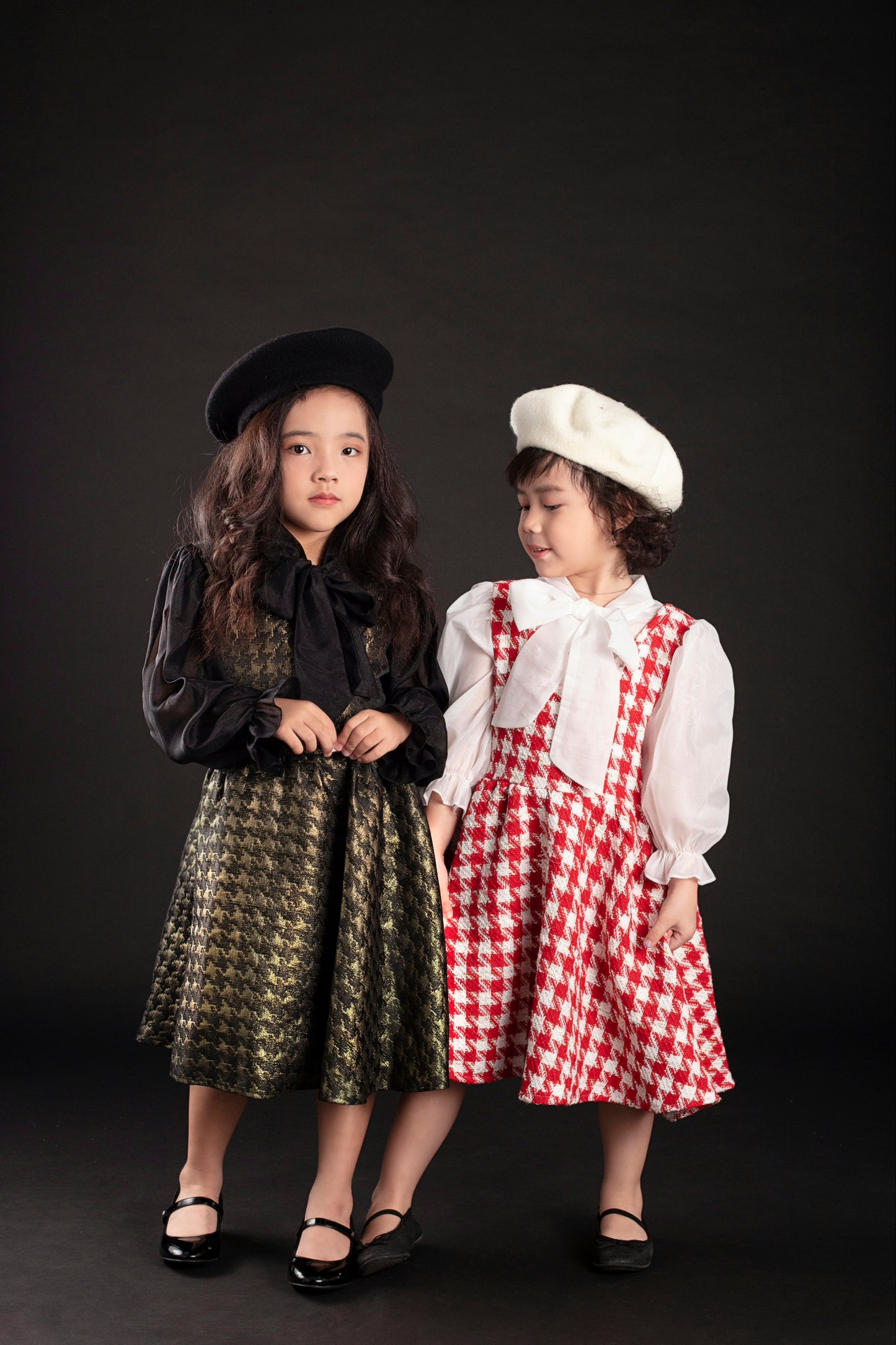 Red and White Houndstooth Dress