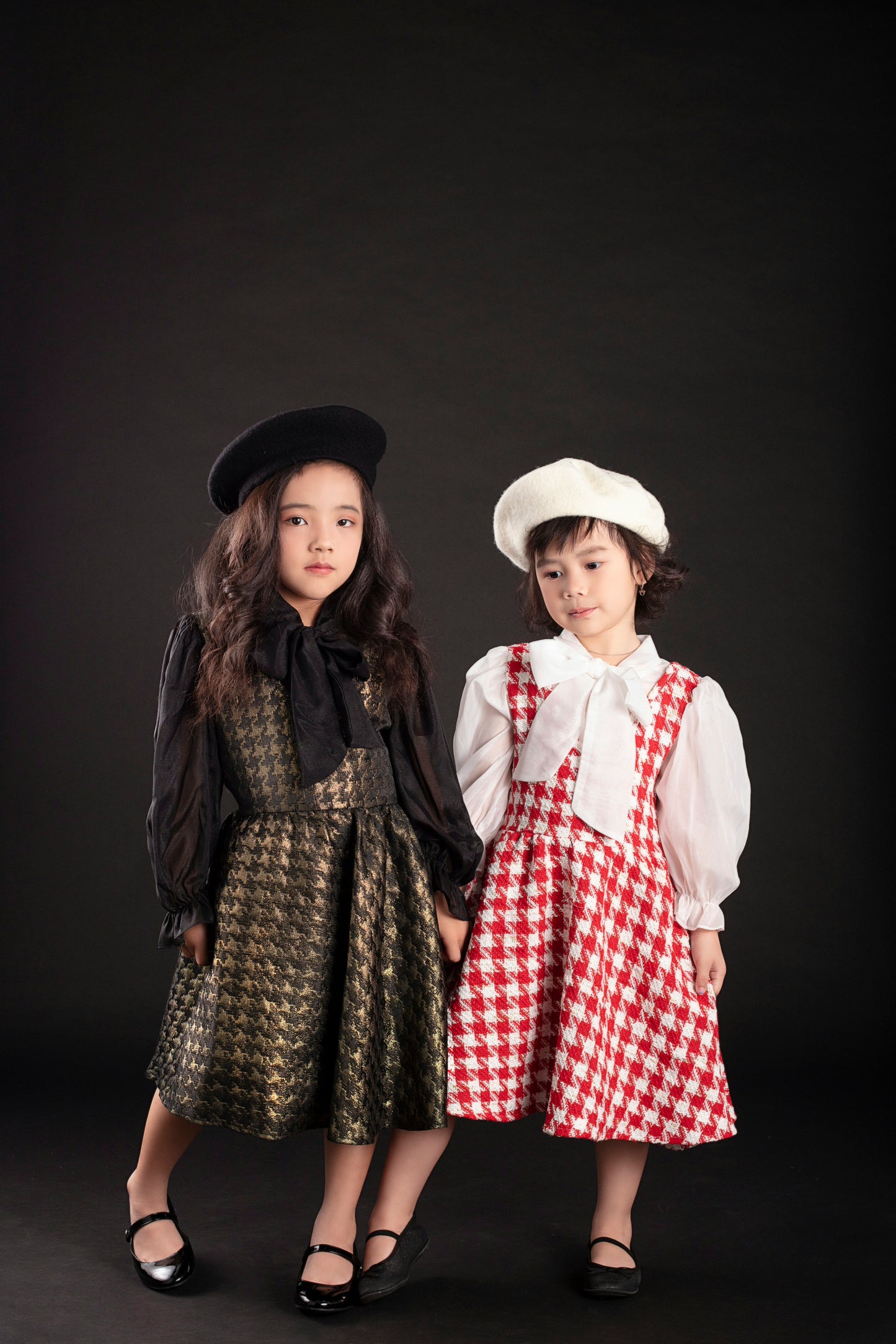 Red and White Houndstooth Dress