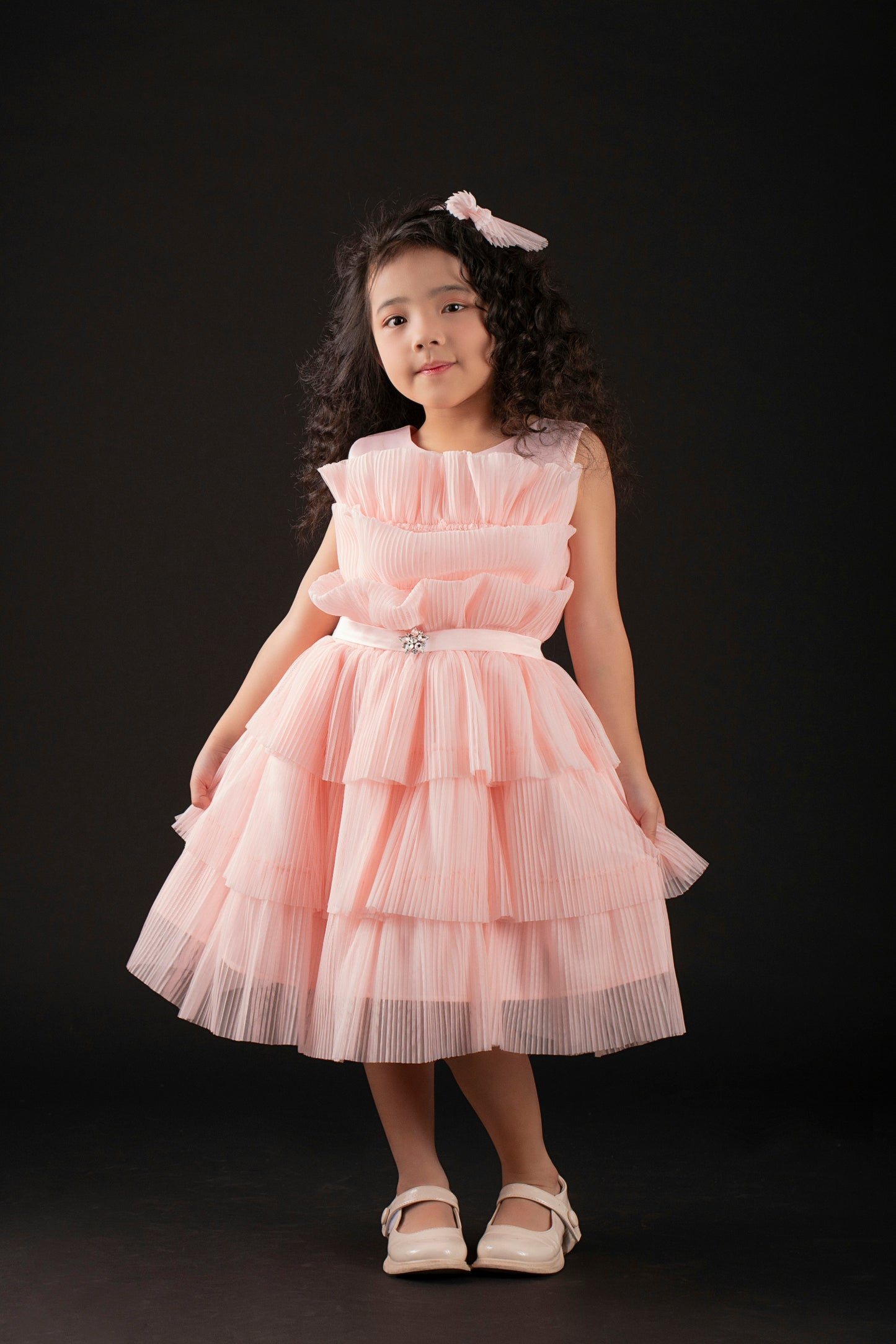 Tiered Ruffle Party Dress -Pink