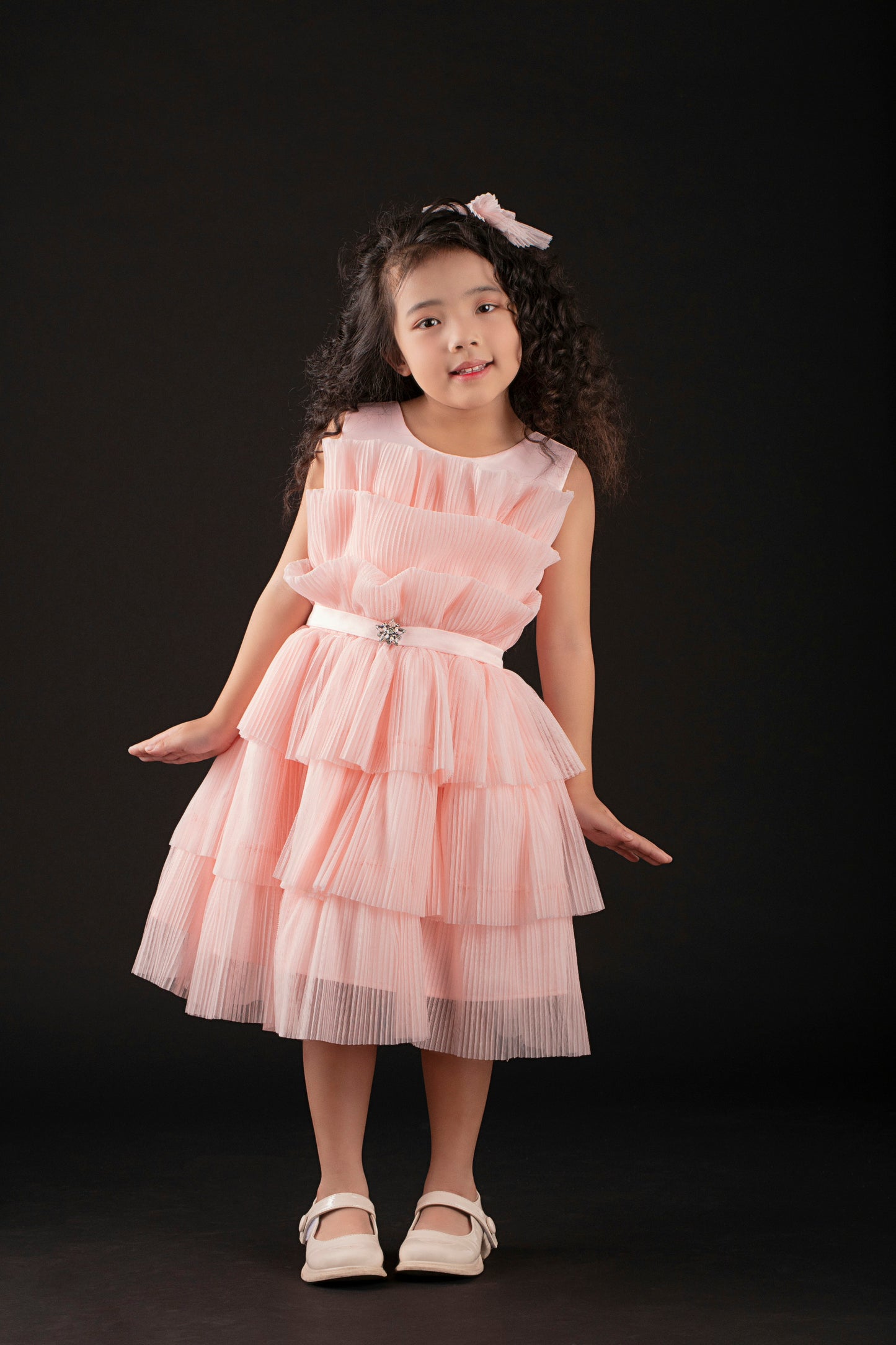 Tiered Ruffle Party Dress -Pink