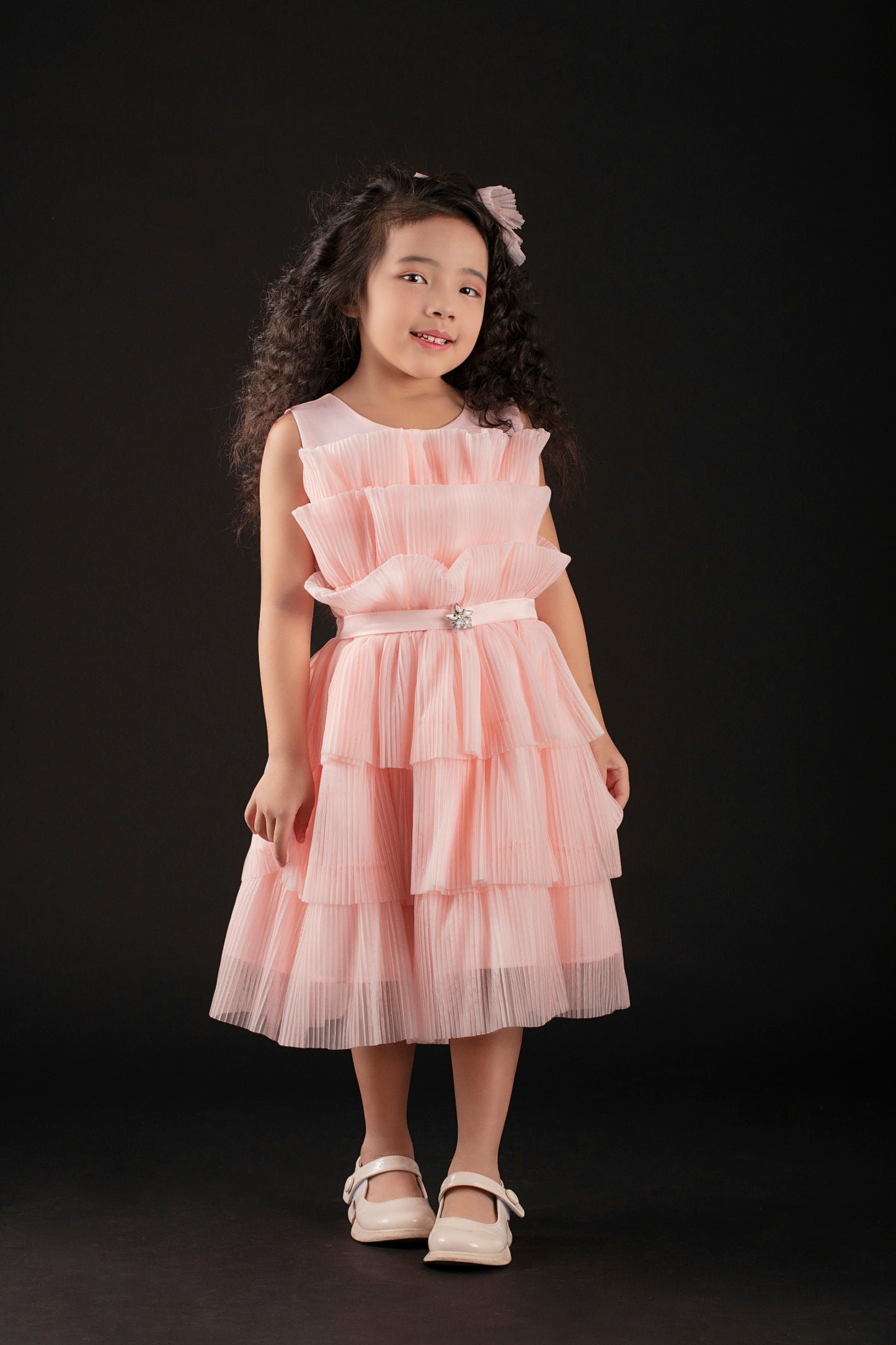Tiered Ruffle Party Dress -Pink