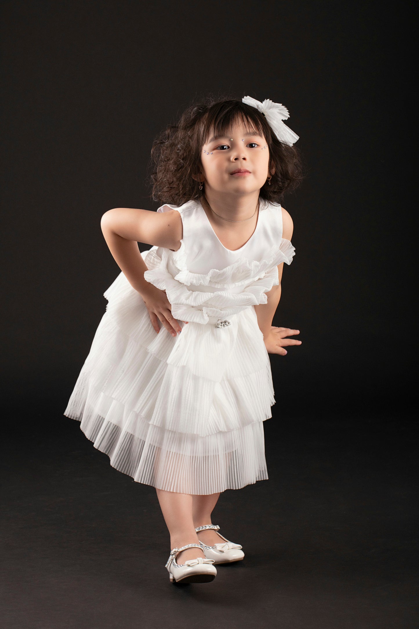Tiered Ruffle Party Dress-White