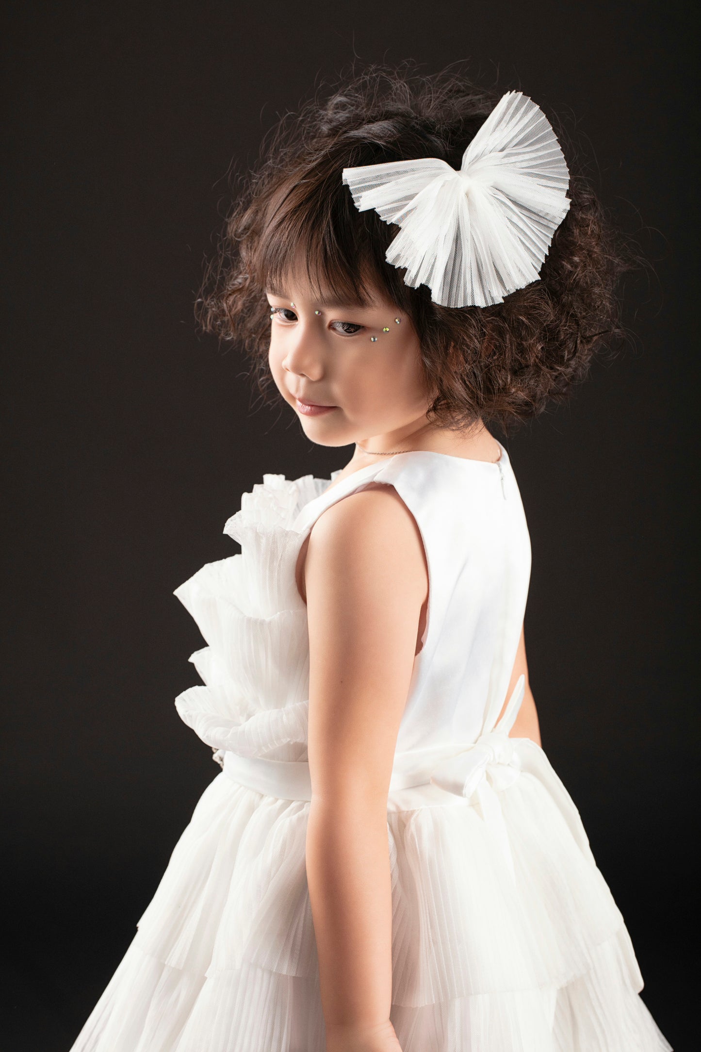Tiered Ruffle Party Dress-White