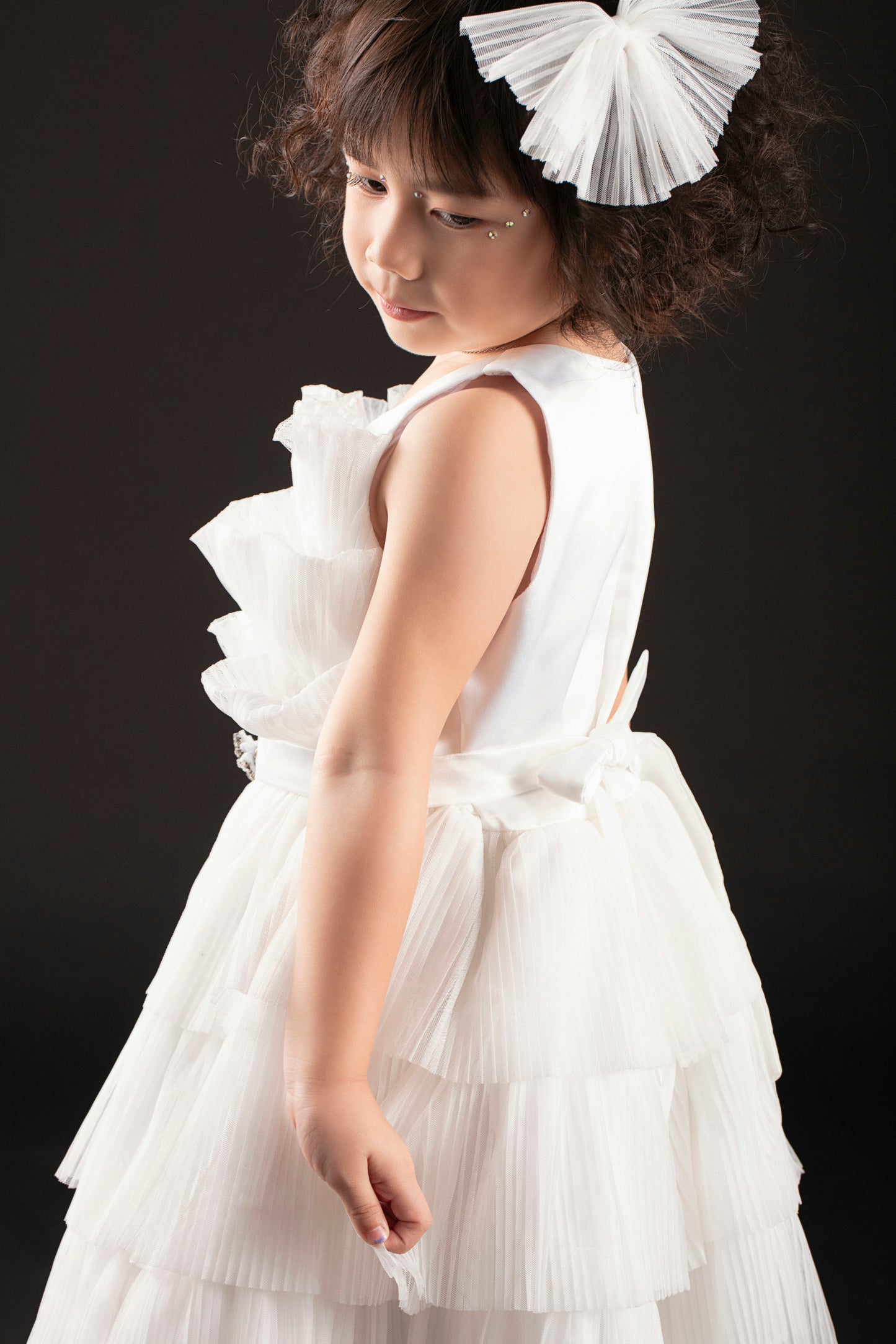 Tiered Ruffle Party Dress-White
