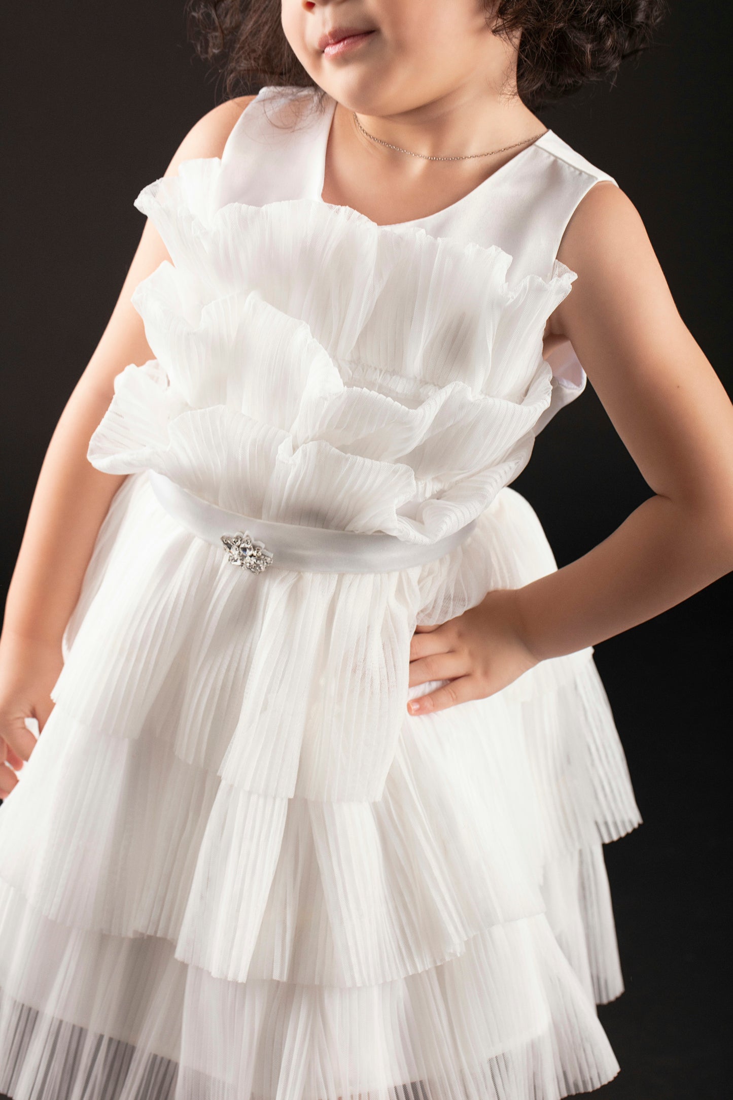 Tiered Ruffle Party Dress-White