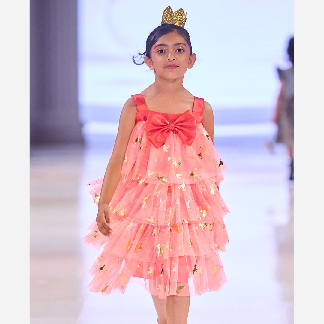 Coral Unicorn Ruffles Dress